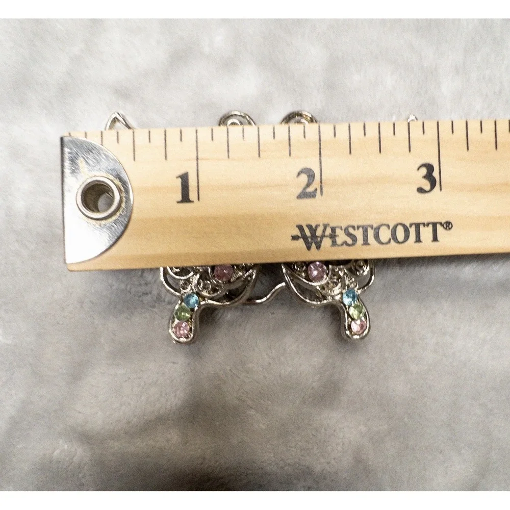 Silver Jeweled Butterfly Belt Buckle Western Boho 3
